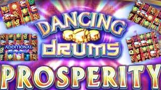 DANCING DRUMS SLOT MACHINE 10 FREE GAMES SELECTED BONUSES VERY NICE WINS AND RETRIGGERS 