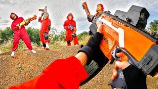 SPIDER MAN NERF GUN - PARKOUR VS MONEY HEIST (Nerf First Person Shooter)