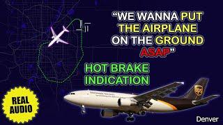 “We need to return ASAP”. Hot brake after takeoff. UPS Airbus A306 returns to Denver. Real ATC