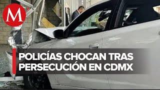 Policías chocan tras persecución en Alcaldía Gustavo A. Madero