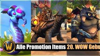 Alle Promotion Items zum 20. WOW Geburtstag: Mounts, Pets und Wappenröcke