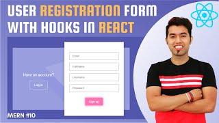  #11: Create Registration Form with Hooks in React JS | Sign Up Form using React in Hindi in 2021