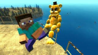 Garry's mod not ordinary ragdolls Golden Freddy with Steve [MOD: Minecraft and FNAF2]