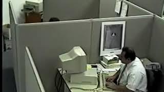 man destroying his computer