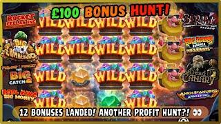 £100 ONLINE SLOTS BONUS HUNT!  12 Bonuses Landed! Another Profit Hunt?  Surely Not! 