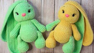 МК зайка "Лакомка" крючком  3-я Часть English pattern Rabbit "Lakomka" 3rd part bellow the video