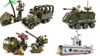 Собираем ЛЕГО военные наборы - Enlighten 811  Carry Truck, 812  Roсket, 814 Armored, 816 Submarine