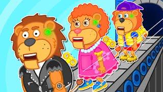 No No! Lion Family Turns into Wind Up Doll | Cartoon for Kids