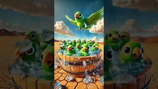The parrot gets hungry when bathing in cold water  #ai #shorts #parrot