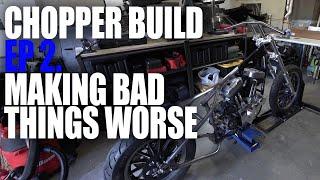 Sportster Chopper Build Ep 2 - Hardtailing, Kickstand, Mistakes