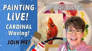 Painting a Cardinal bird LiVE! With a Traceable & Acrylics in Studio artist Hangout with Annie Troe