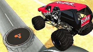 Monster Jam Monster Truck vs Trampoline - BeamNG DRIVE