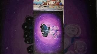 Oil pastels drawing || Starry night rose butterfly drawing || #shorts #trending  #youtube #drawing