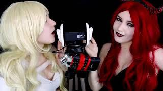 ASMR  Ear LICKING   TWIN Angel+Demon, Kissing, Mouth Sound, Breathing   АСМР Звуки рта, по