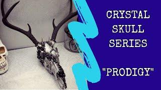 CRYSTALLIZED DEER SKULL "PRODIGY" crystal resin natural skull tribute to Keith Flint of THE PRODIGY