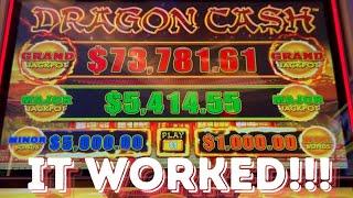 JACKPOT THEORY ON DRAGON CASH WORKED! I WANTED TO TRY OUT MY OLD STRATEGY ON THE LOWEST DENOM...