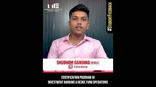 Shubham Gaikwad | Investment Banking Course Feedback | i-banking career