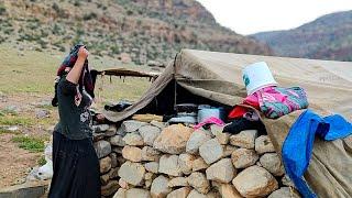 IRAN nomadic life | The life of a 28-year-old nomadic girl alone in the mountains | Mountain house