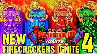 SO MUCH ACTION on the NEW Bao Zhu Zhao Fu IGNITE 4 Firecrackers Slot Machine!!