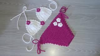 Biquini infantil de crochê  4 a 6 anos parte de baixo calcinha - crochet bikini - passo a passo