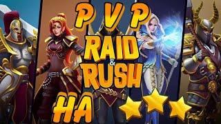 Raid and Rush \ PvP \ Арена на 3 звезды с противниками выше по мощи.