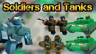 Soldiers and Tanks in Fallen Mode Roblox Tower Defense Simulator