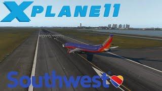 X-Plane 11 Southwest Boeing 737-800 Take Off & Landing Boston Logan Intl.