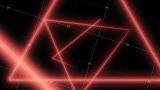 Abstract neon polygons in black space. Lasers lines moving in a circle