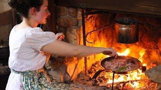 Making Dinner in 1796 |Fire Cooking Delicious Meat| ASMR Real Historic Recipes