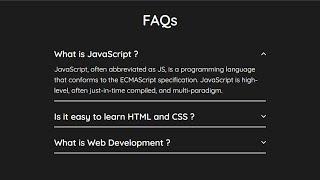 FAQ accordion using HTML, CSS, JavaScript