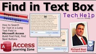 How to Search for Text in a Long Text Field in Microsoft Access. Build Find First, Find Next Buttons