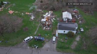 Drone video shows storm damage in Dupont, Putnam County