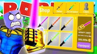 *NEW* SECRET INFINITY SABERS!! THANOS BULLY ARRIVES IN ROBLOX SABER SIMULATOR!! [NEW UPDATE]