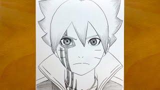 Anime sketch | How to draw Boruto Uzumaki from Boruto | step by step | draw anime | Boruto