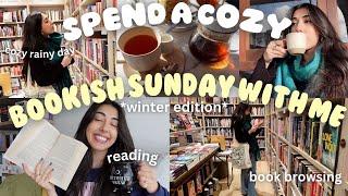 a cozy bookish sunday ️ reading, gloomy weather, book shopping and lots of hot beverages