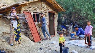 Building a shelter: the masterful work and efforts of nomadic girls and a kind man