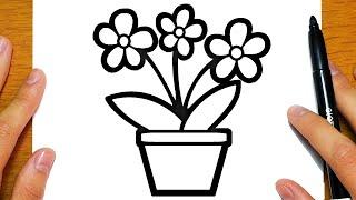 HOW TO DRAW A FLOWER POT  | Easy drawings