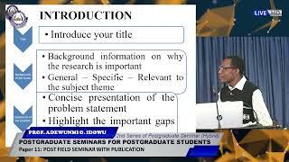 Paper 11: Presentation of Postfield Seminar with publication| Prof. A. O. Idowu | OOU PG