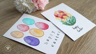 Quick and easy easter watercolor cards - DIY [vodene boje - slikajte sa mnom]