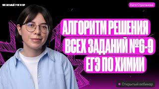 Алгоритмы решения ВСЕХ заданий №6-9 | ЕГЭ по химии 2024 | Екатерина Строганова