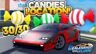 ALL 30 CANDIES LOCATION IN DEALERSHIP TYCOON! (Roblox)