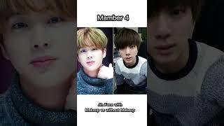 BTS Real Skin with Makeup vs without Makeup  #bts #btsshort #btsarmy #youtubeshorts #ytshorts