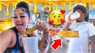 Honey pack prank on my bf .. he WANTED SOME ‼️