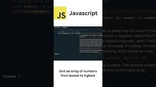 Sort an array of numbers from lowest to highest using Javascript