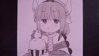 Cara Menggambar Kanna Kamui | Kobayashi Dragon Maid | Cara Menggambar Anime