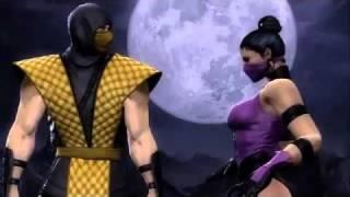 MK9 Scorpion and Mileena retro costumes - MK9 Gamestop Ad with classic skins Mortal Kombat 2011