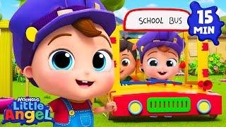 Wheels on the Bus Songs!  | Fun Kids Songs by Little Angel | Singalong to Nursery Rhymes 