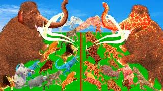 Animal Epic Battle - Prehistoric Mammals VS  Lava Mammals Woolly Mammoth vs Lava Mammoth Animal Revo