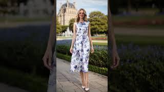 Watercolor Anemone Blossom Sleeveless Midi Dress