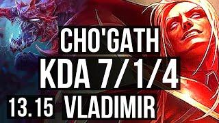 CHO'GATH vs VLADIMIR (TOP) | 3.9M mastery, 7/1/4, 6 solo kills, 400+ games | EUW Master | 13.15